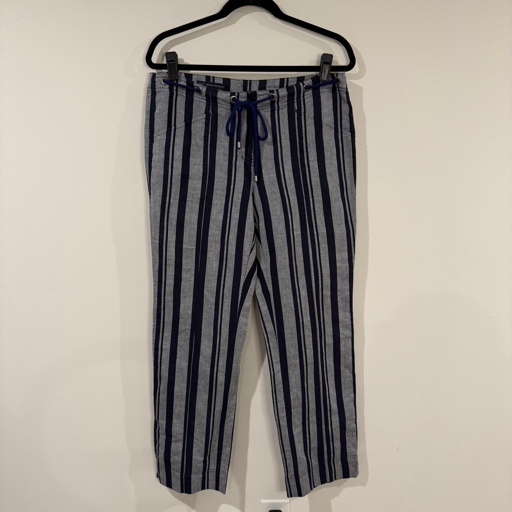 BROOKS BROTHERS 346 Striped Linen Blend Drawstring‎ Pants Women's Size 8